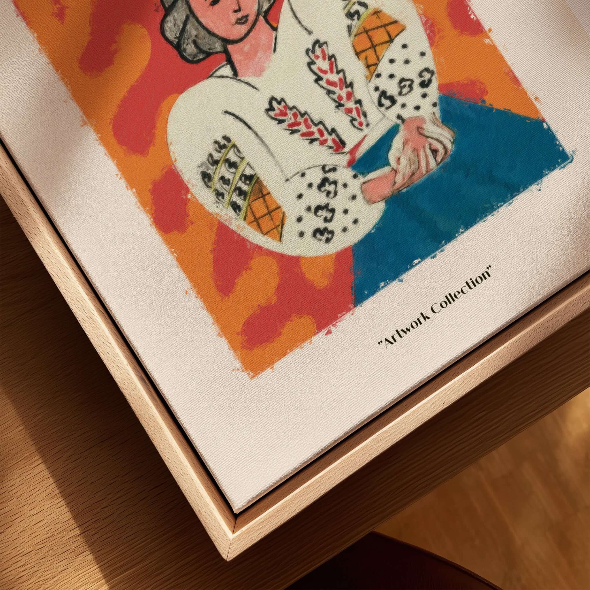 Matisse Art Prints - Woman White Blouse Blue Skirt Portrait Poster featuring detailed artwork with vibrant colors.