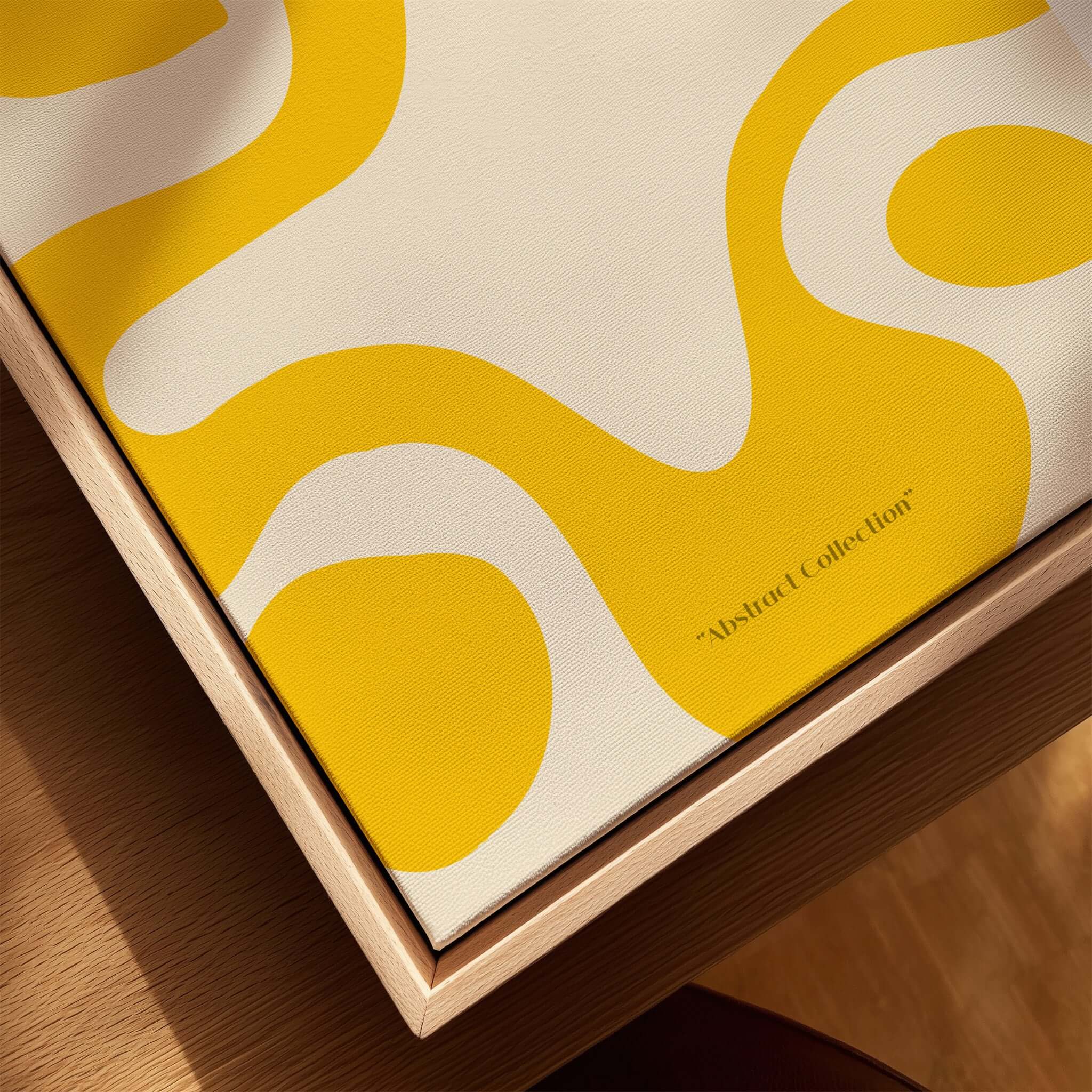 Matisse Art Prints -   Yellow Abstract Fluid Shape Poster showcasing vibrant yellow organic shapes on a canvas.