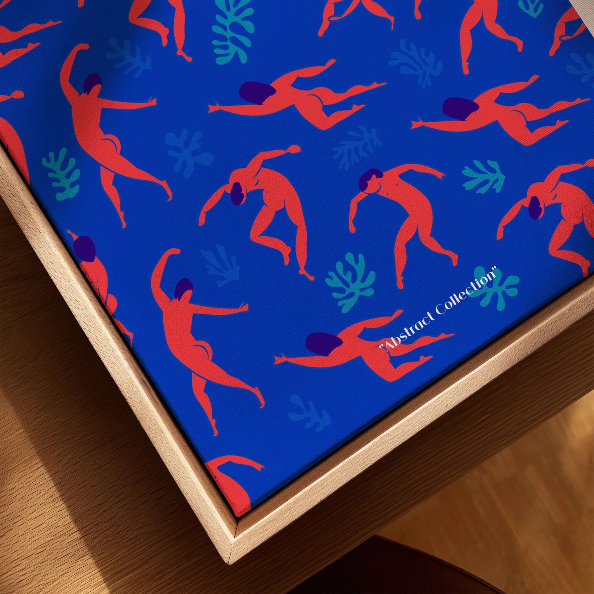 Matisse Art Prints - Dancing Figures Pattern Red Blue Poster featuring red-orange figures on a blue background.
