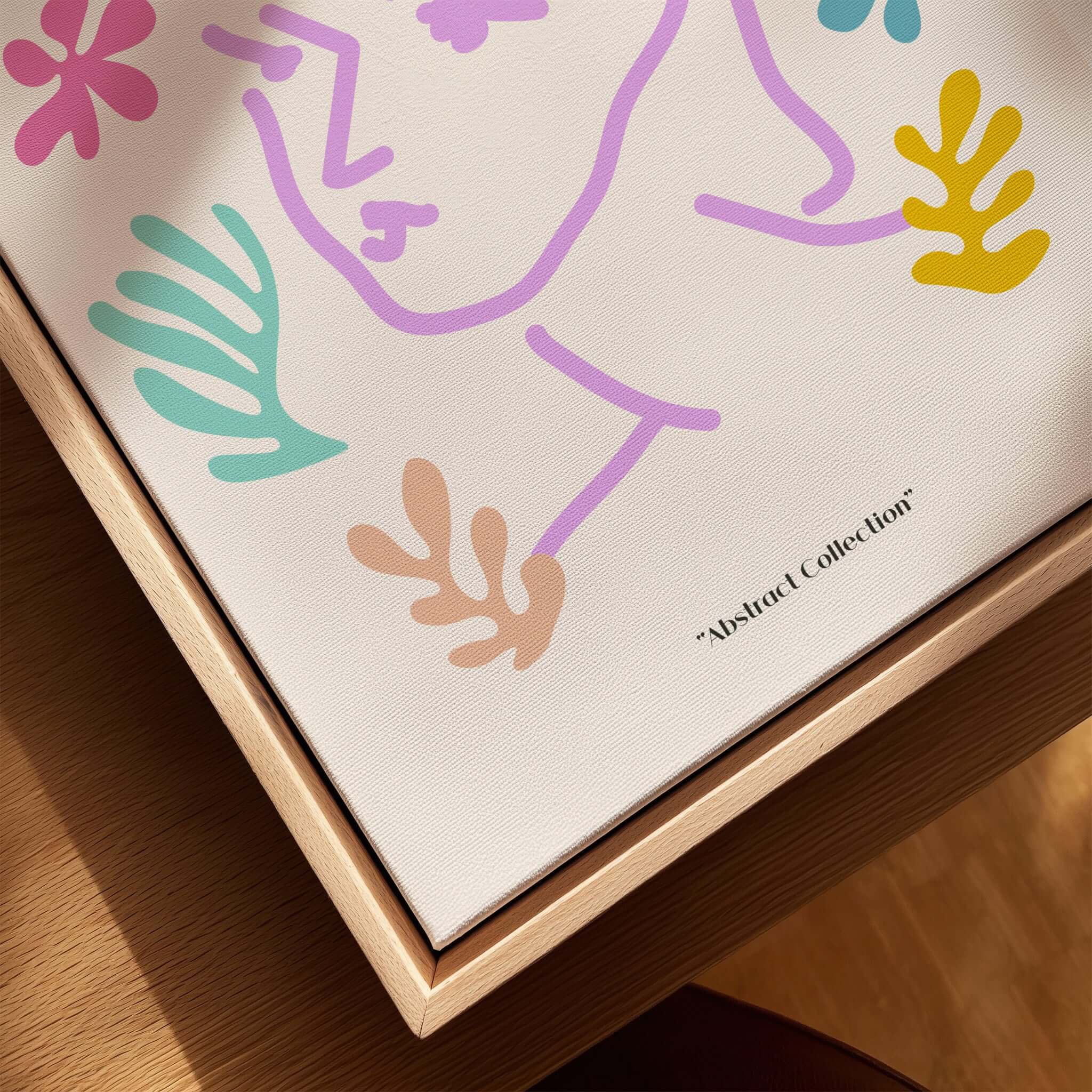 Matisse Art Prints -Line Art Face Abstract Botanical Collage Poster featuring colorful line art and botanical shapes.