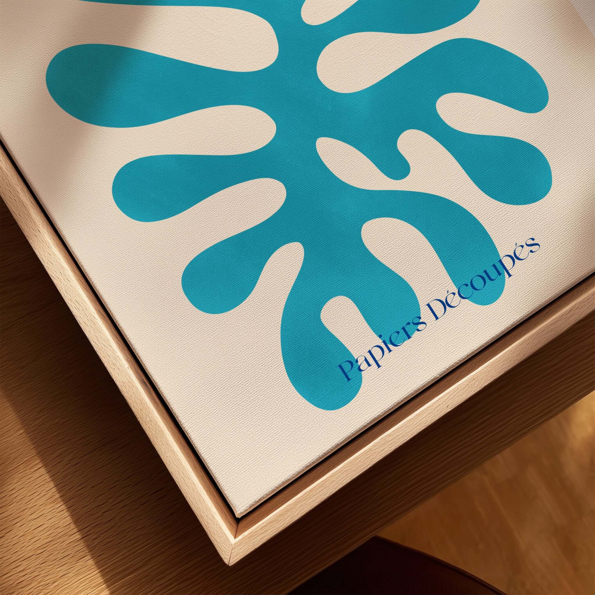 Matisse Cyan Blue Abstract Shape Papiers Découpés Poster featuring a vibrant cyan blue cut-out design.