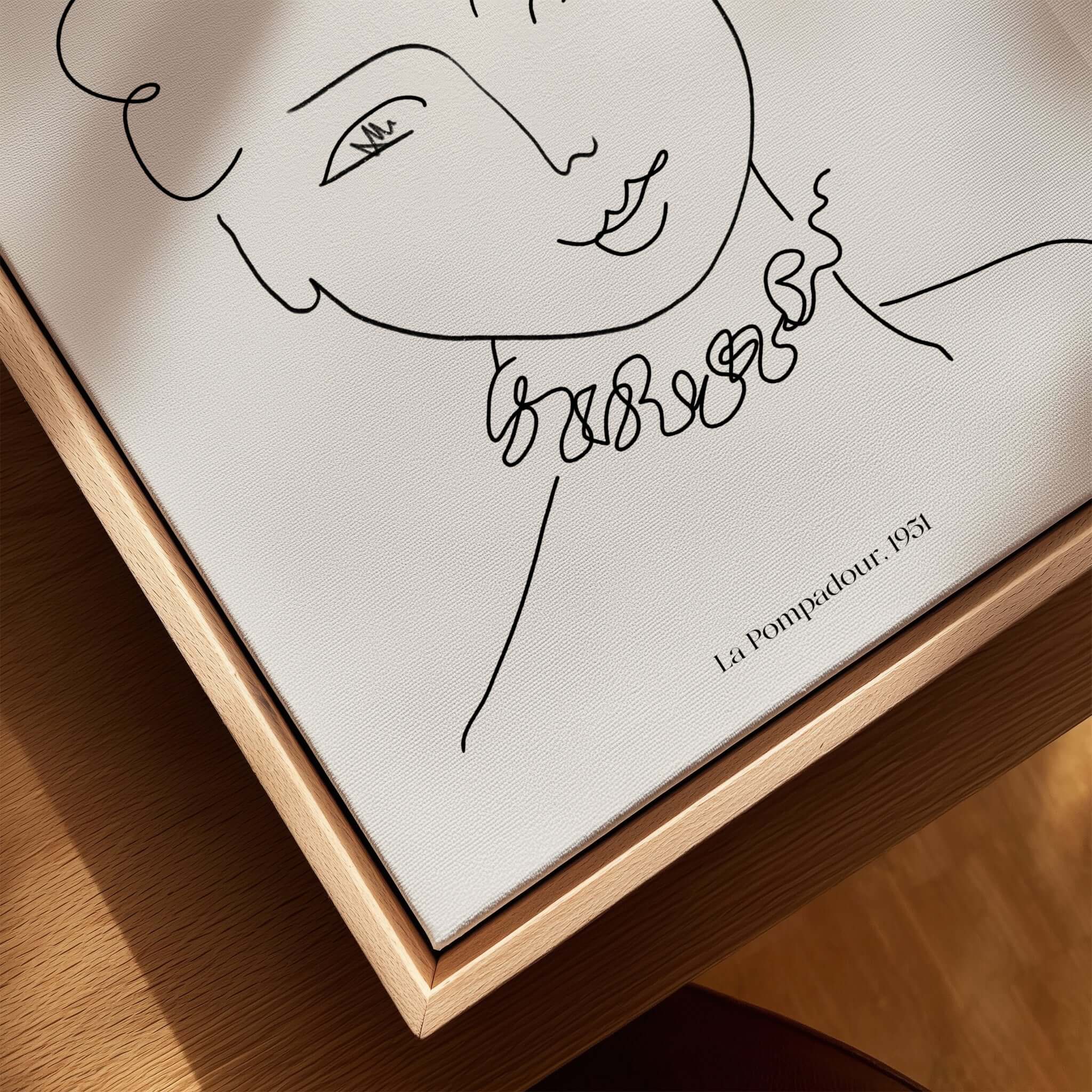 Matisse Art Print La Pompadour 1951 Minimalist Line Drawing Poster on display with elegant design.