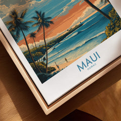 Maui Hawaii Poster | Tropical Twilight Shoreline Canvas Print featuring a serene tropical landscape with palm trees.