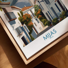 Mijas Spain Canvas Print | Historic Spanish Village Scene Poster featuring traditional whitewashed buildings.