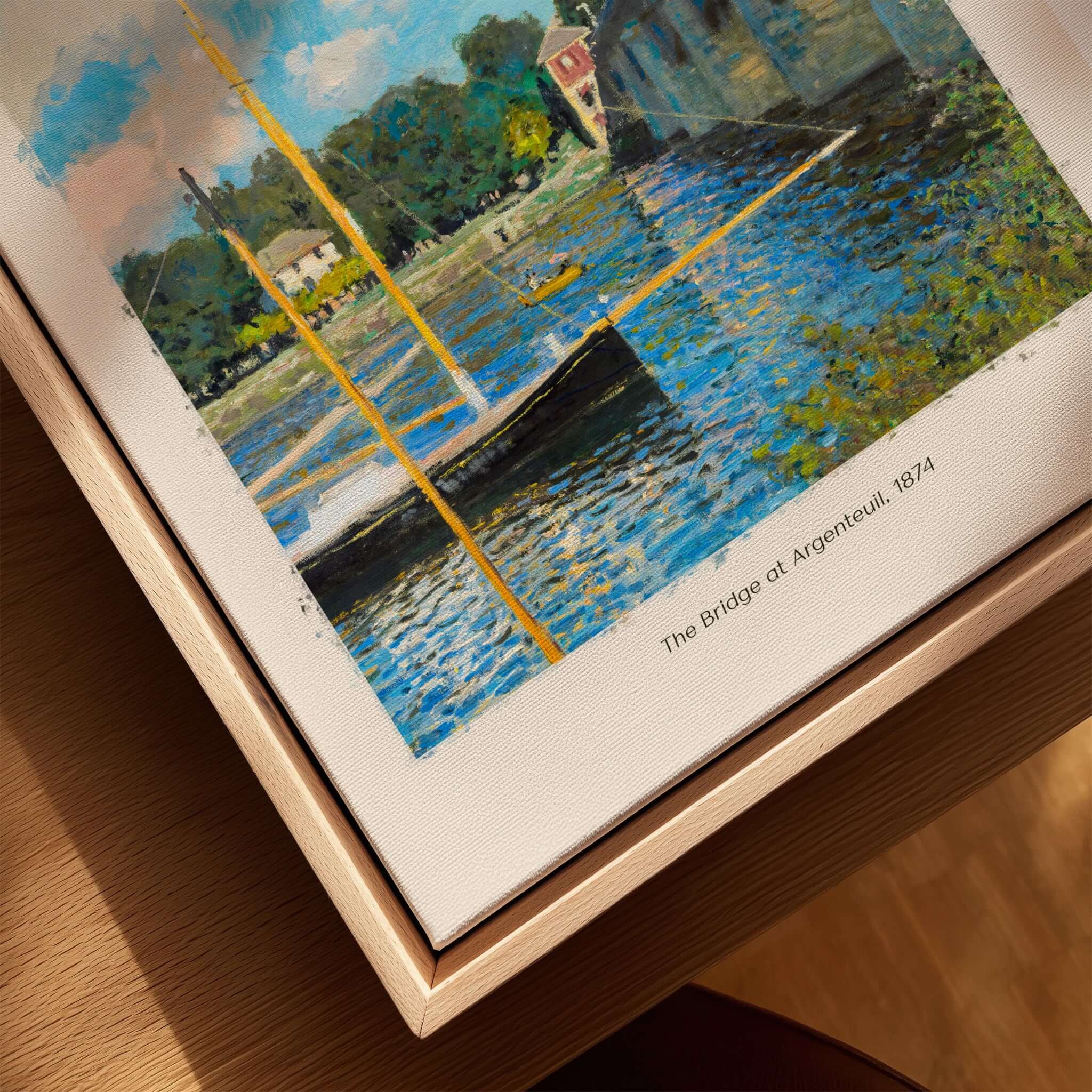 Monet The Bridge at Argenteuil Seine River Landscape Art Print Poster featuring a landscape with sailboats on the Seine.