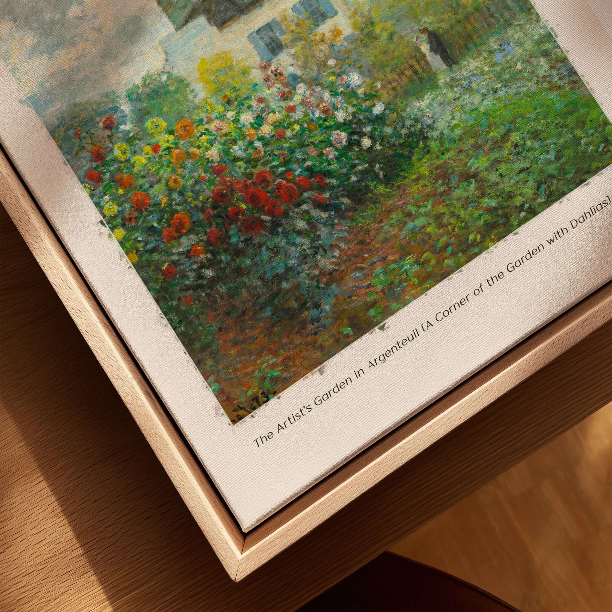 Monet Artists Garden Argenteuil Dahlias Floral Impressionist Poster Art Print featuring vibrant dahlias in a garden setting.