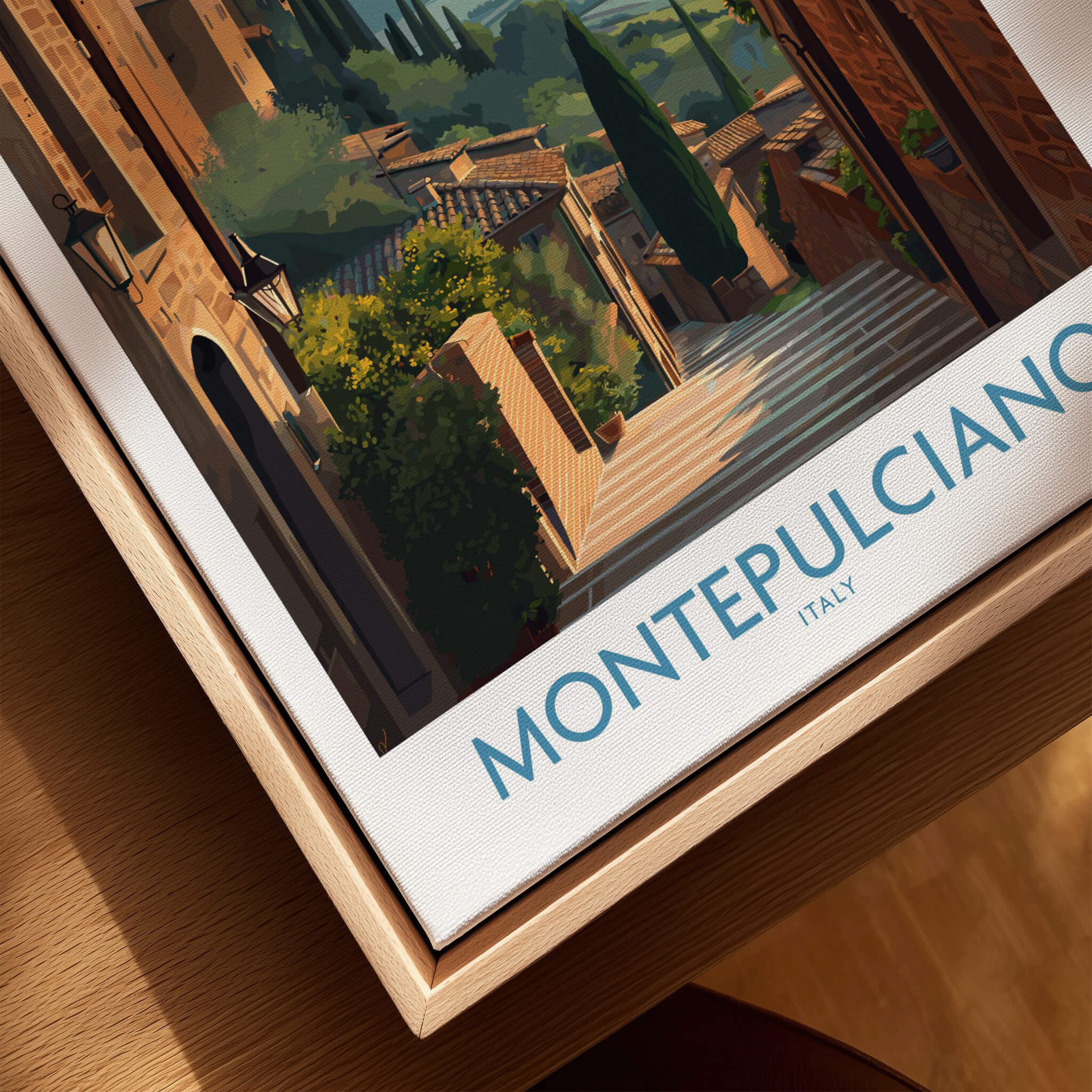Montepulciano Italy Poster | Tuscany Landscape Vineyard Canvas Print featuring a picturesque Tuscan street.