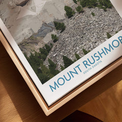 Mount Rushmore Poster | Black Hills National Memorial Canvas Print South Dakota on wooden table.