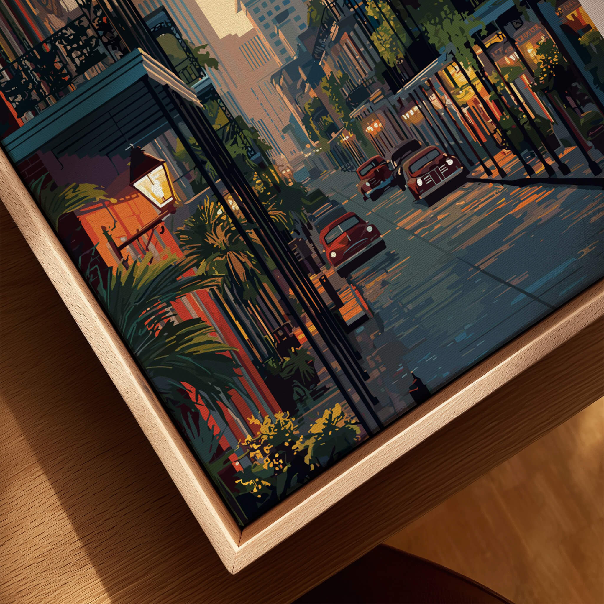 New Orleans Wall Art Print | Historic French Quarter Travel Poster showcasing a vibrant street scene in the French Quarter.