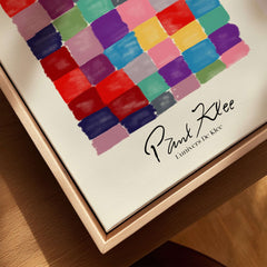 Paul Klee L univers De Klee Colorful Squares Abstract Grid Poster Art Print close-up with colorful painterly squares.