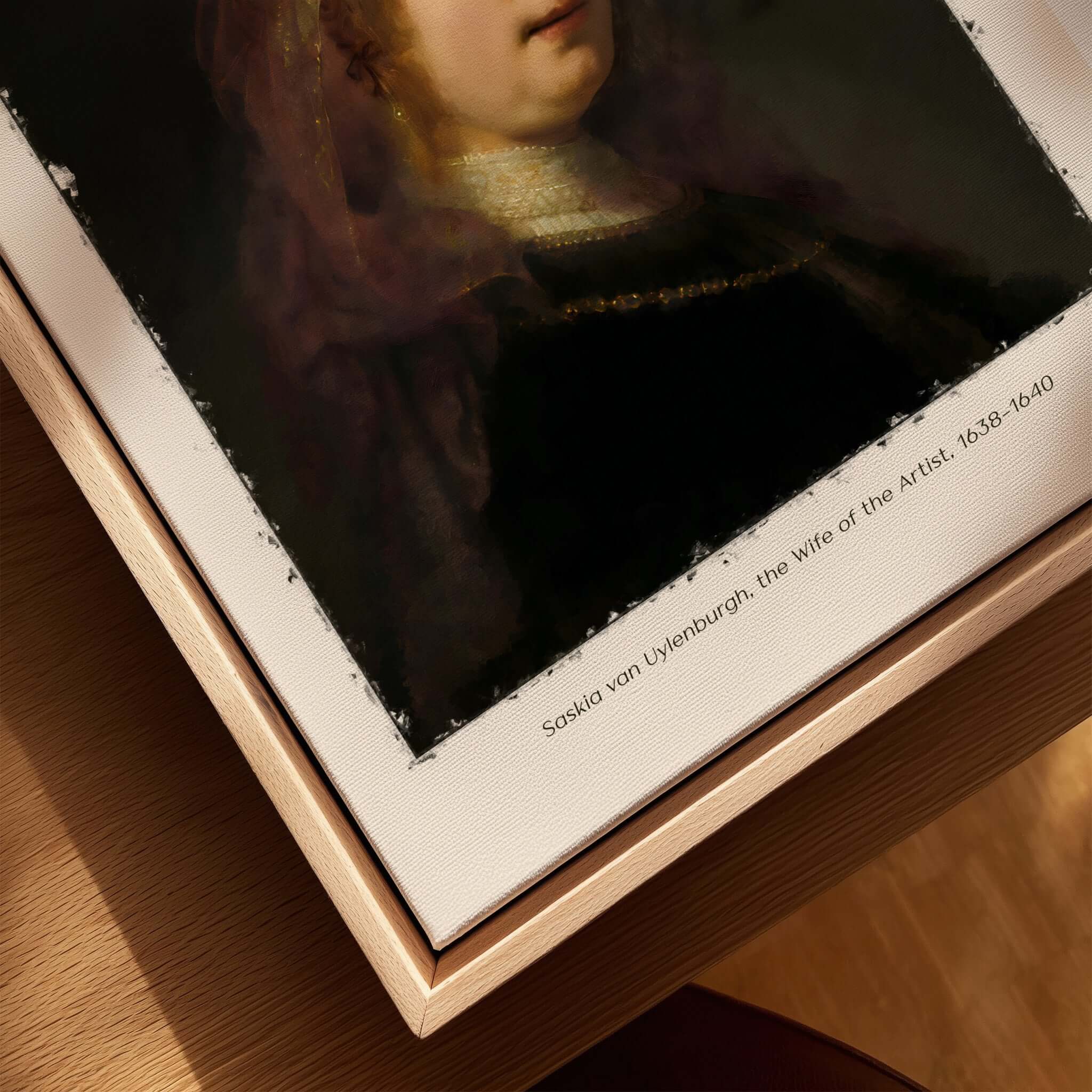 Rembrandt Saskia van Uylenburgh Portrait Print Wife Artist Dutch Poster Wall Art featuring Saskia's soft visage and jewelry.
