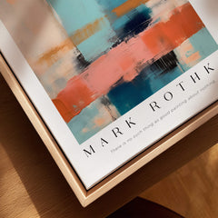 Rothko Inspired Abstract Pastel Color Art Print | Minimalist Vertical Blocks Poster on a wooden frame.