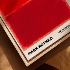 Mark Rothko Untitled Red on Red 1969 Abstract Art Print Color Field Painting Poster displayed in a wooden frame.
