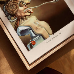 Salvador Dali Portrait of Picasso 1947 Surrealist Art Print Grotesque Poster showcasing a distorted bust and surreal features.