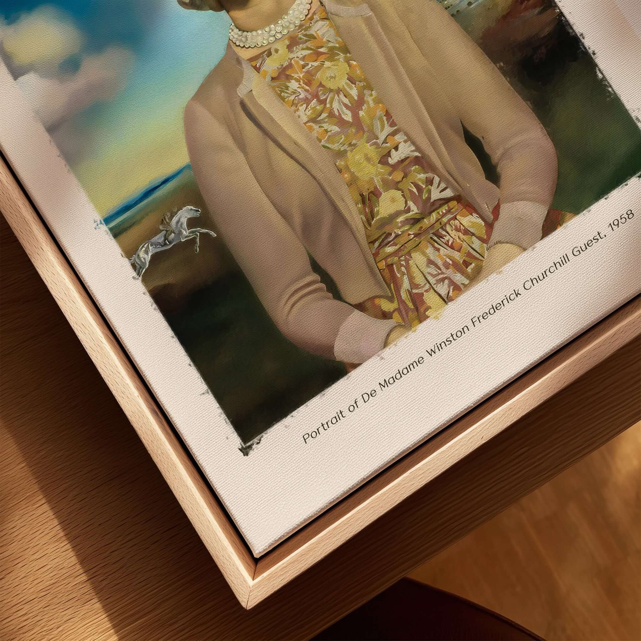 Salvador Dali Portrait Madame Winston Churchill Guest 1958 Surrealist Society Print Poster showing artwork details.