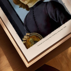 Botticelli Portrait of a Young Man Roundel 1480 Art Print Renaissance Florentine Poster detail in a framed print.