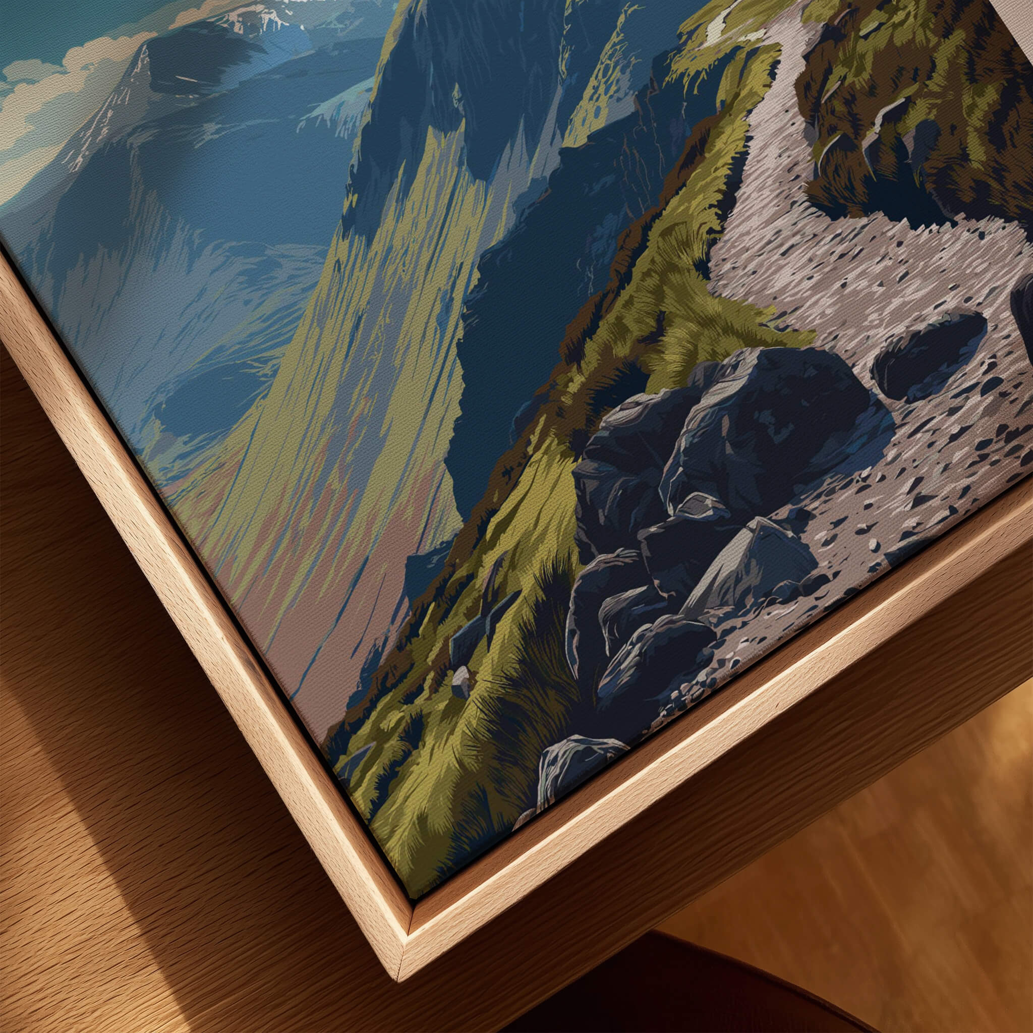 Scafell Pike Lake District Wall Art Print | English Mountain Peak Travel Poster showcasing a stunning mountain landscape.