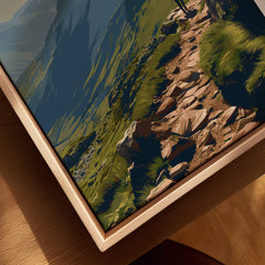 Scafell Pike Lake District Travel Poster | Mountain Valley View Wall Art Print showcasing a scenic hiking path.