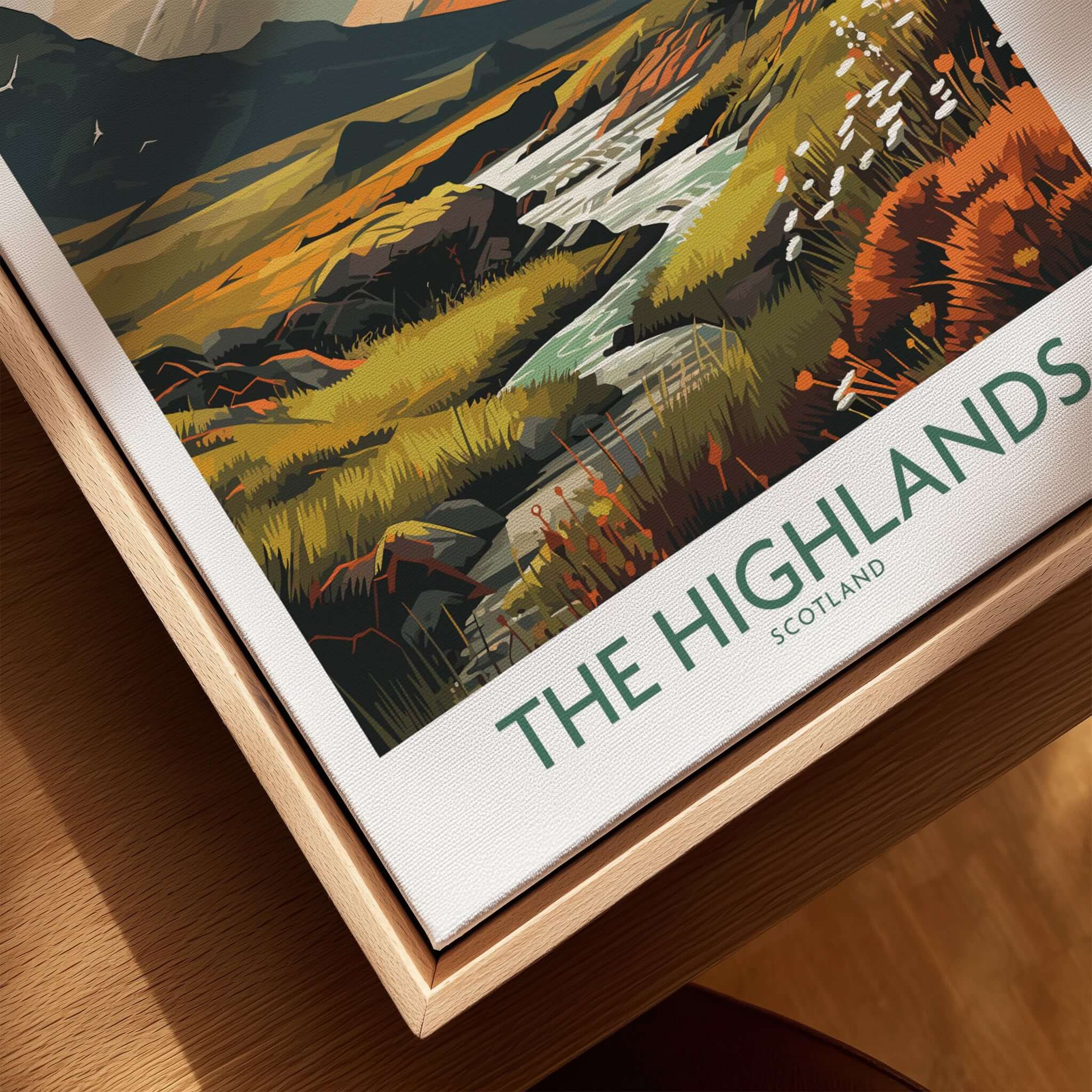 Scottish Highlands Art Print | Modern Style showcasing the scenic beauty and vibrant colors of Scotland's landscape.