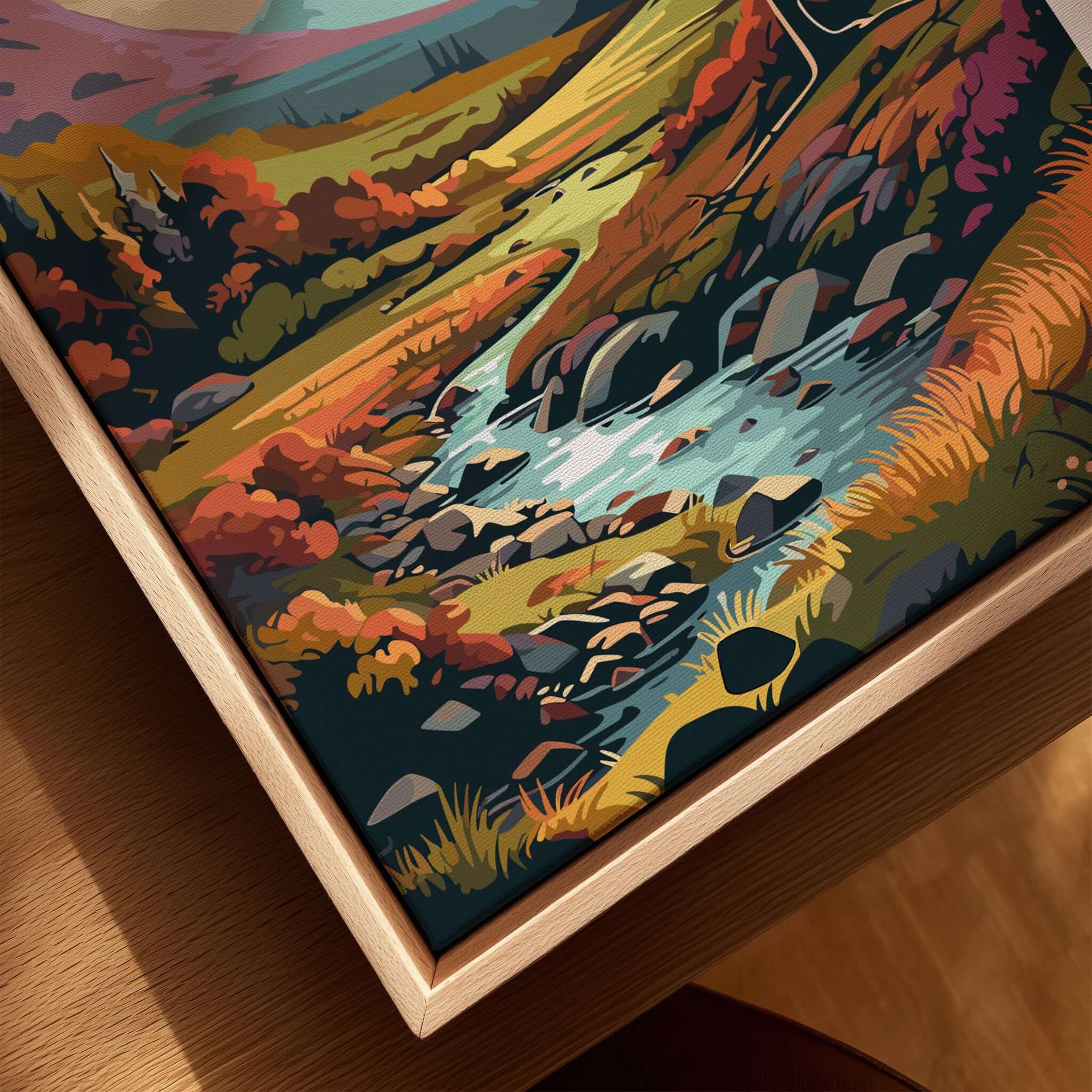 Scottish Highlands Wall Art showcasing vibrant colors and intricate details of Scotland's breathtaking landscape.