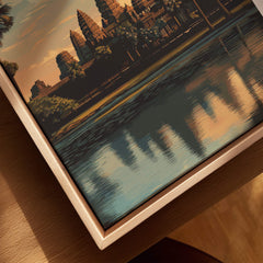 Siem Reap Poster Cambodia | Angkor Wat Temple Wall Art Print showcasing a serene view of Angkor Wat reflected in water.