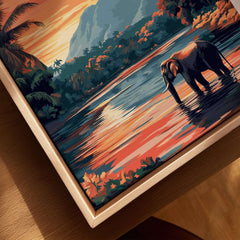 Sri Lanka Elephant Art - South Asia Travel Print, Wildlife Wall Decor featuring an elephant in a serene landscape.