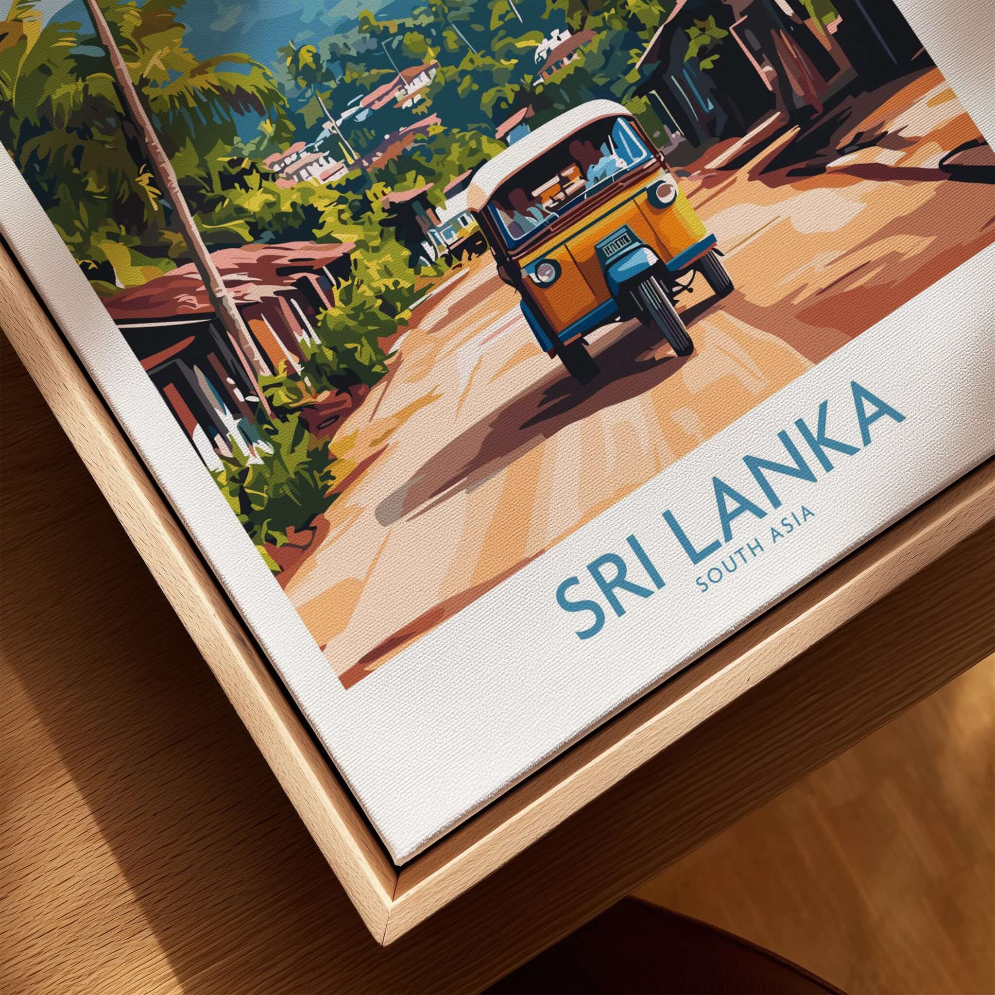 Sri Lanka Wall Art featuring a Tuk-Tuk, vibrant street scene with a colorful tuk-tuk in Sri Lanka.