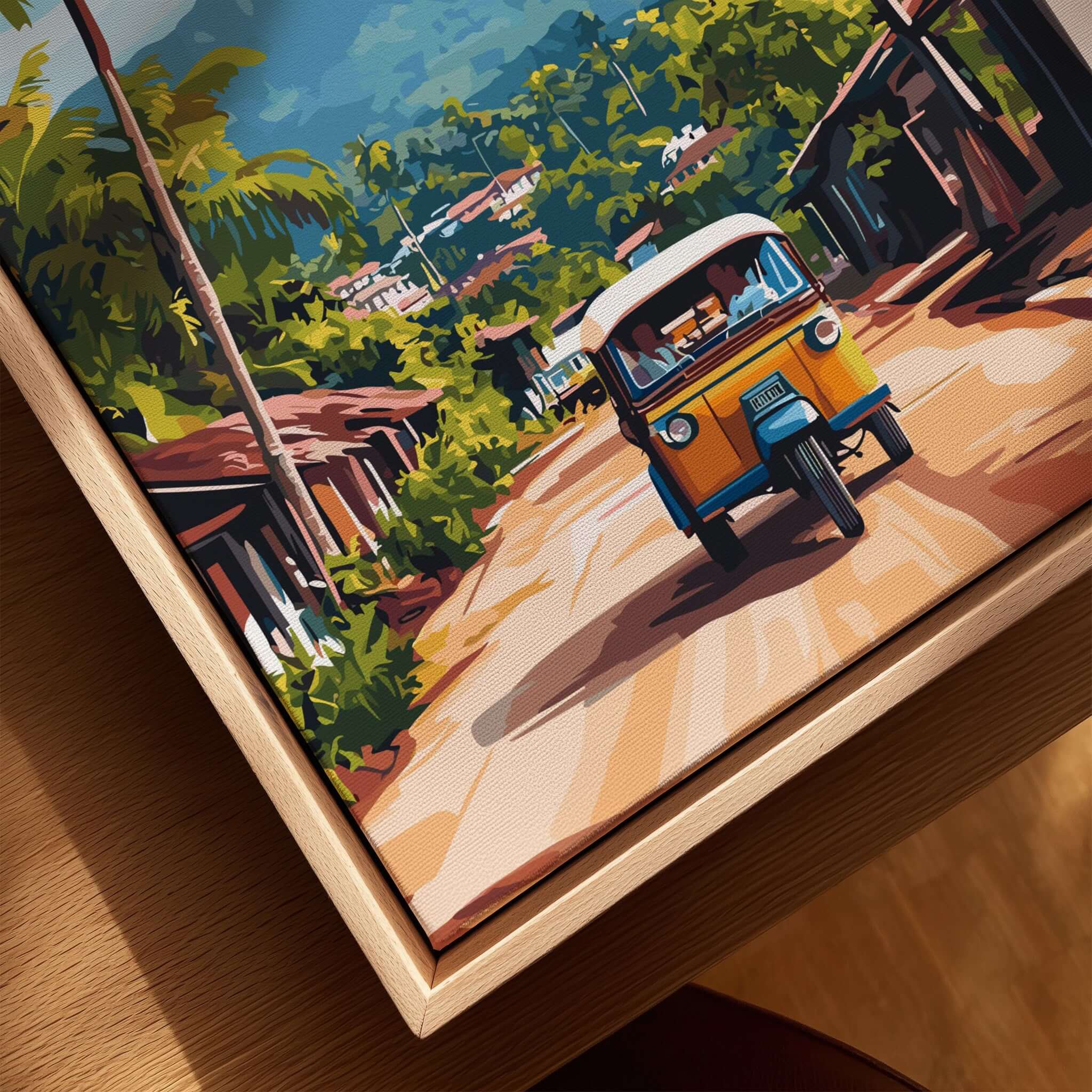 Sri Lanka Tuk-Tuk Art Print - South Asia Travel Poster, Island Street Scene