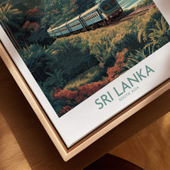 Sri Lanka Poster | Tropical Railway Canvas Print featuring a train in lush tropical landscapes.