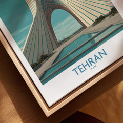 Tehran Poster Iran | Azadi Tower Sunset Architecture Canvas Print - Artistic depiction of Azadi Tower in Tehran.