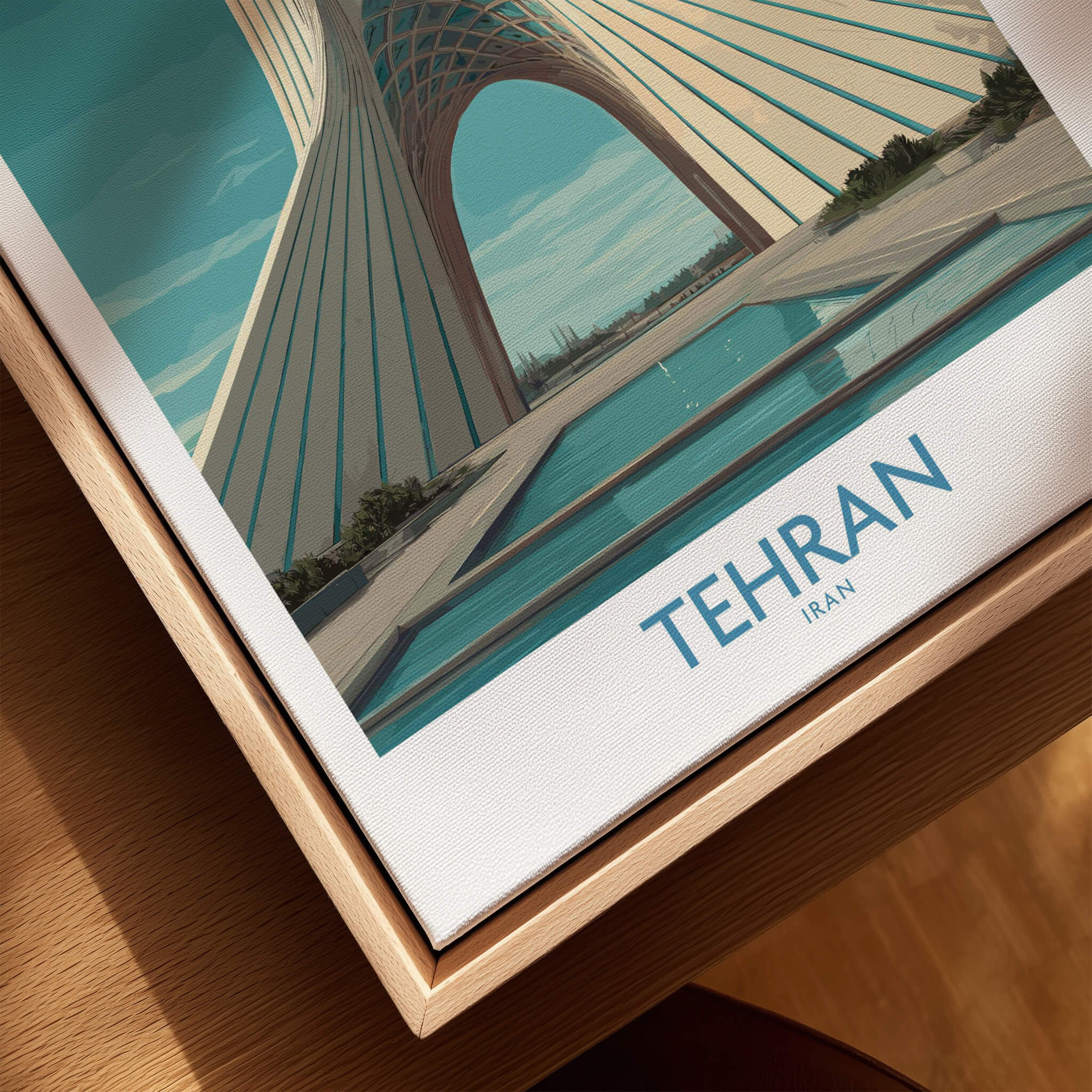 Tehran Poster Iran | Azadi Tower Sunset Architecture Canvas Print - Artistic depiction of Azadi Tower in Tehran.