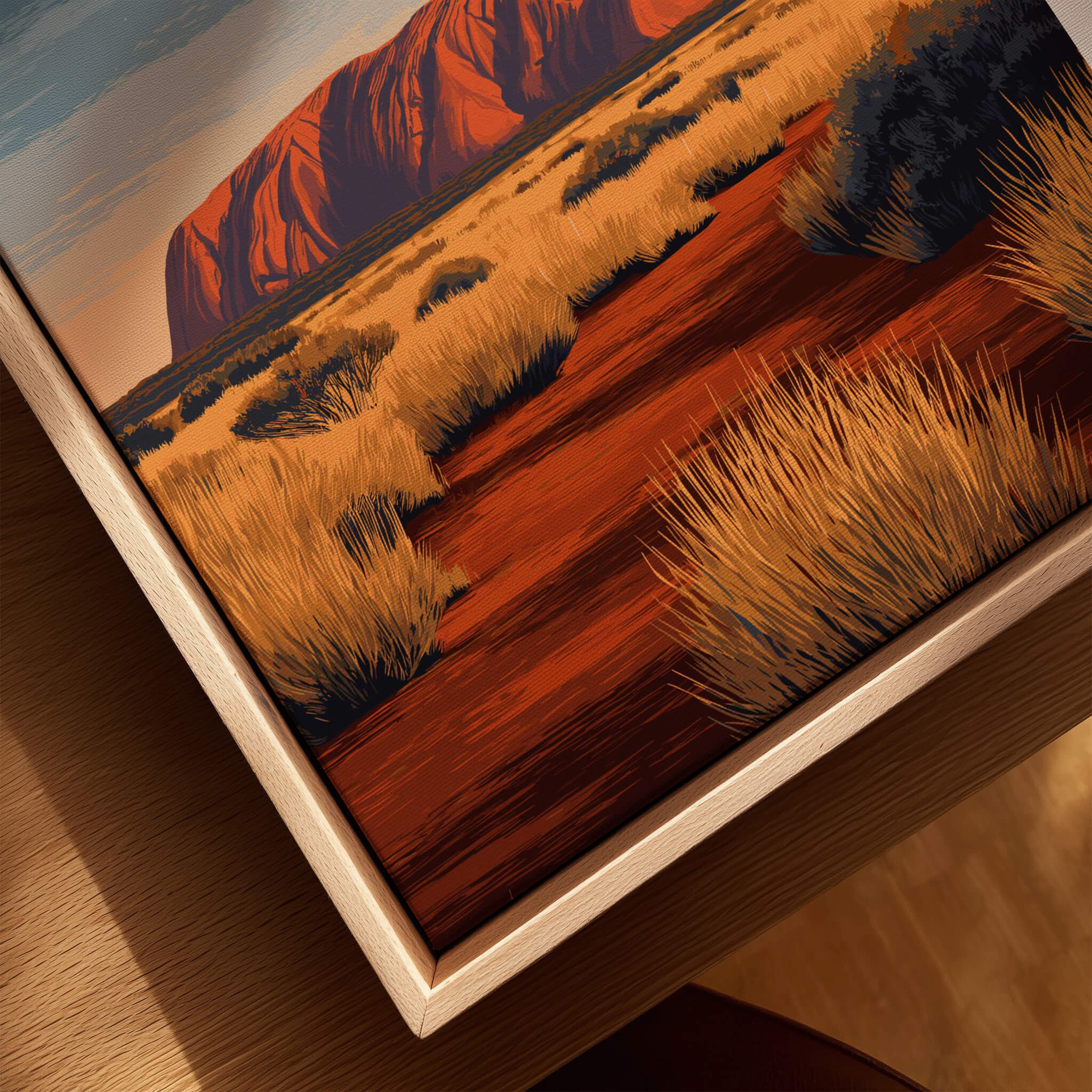 Uluru Australia Wall Art Print | Red Center Outback Travel Poster featuring iconic monolith and desert landscape.