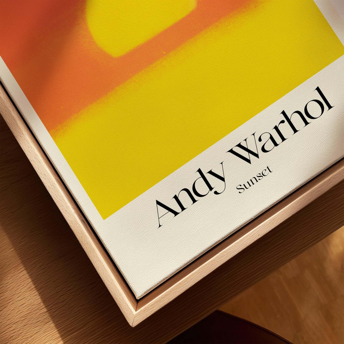 Andy Warhol Sunset Red Yellow Pop Art Abstract Print Modern Landscape Poster on framed background