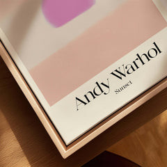 Andy Warhol Sunset Pastel Pink Purple Pop Art Print Subtle Abstract Poster Wall Art on a frame