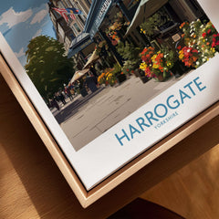 Harrogate Yorkshire Art Print | Floral Cafe Scene Poster featuring vibrant flowers and a charming café ambiance in Harrogate.
