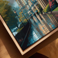 Harrogate Classic British Town Scene Print | English Architecture Wall Art featuring a rainy street view.