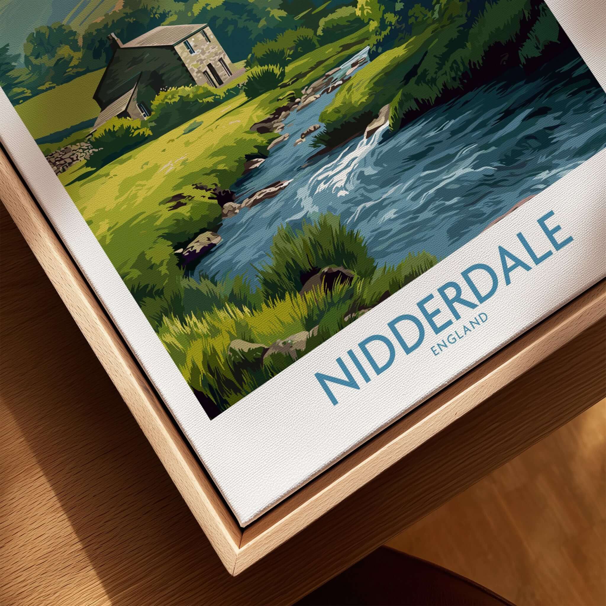 Nidderdale England Riverside Cottage Art Print | Yorkshire Valley Poster featuring charming riverside landscape.