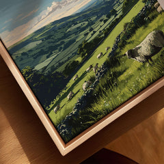 Nidderdale Canvas Print | English Countryside Decor featuring serene landscape with sheep in lush green fields.