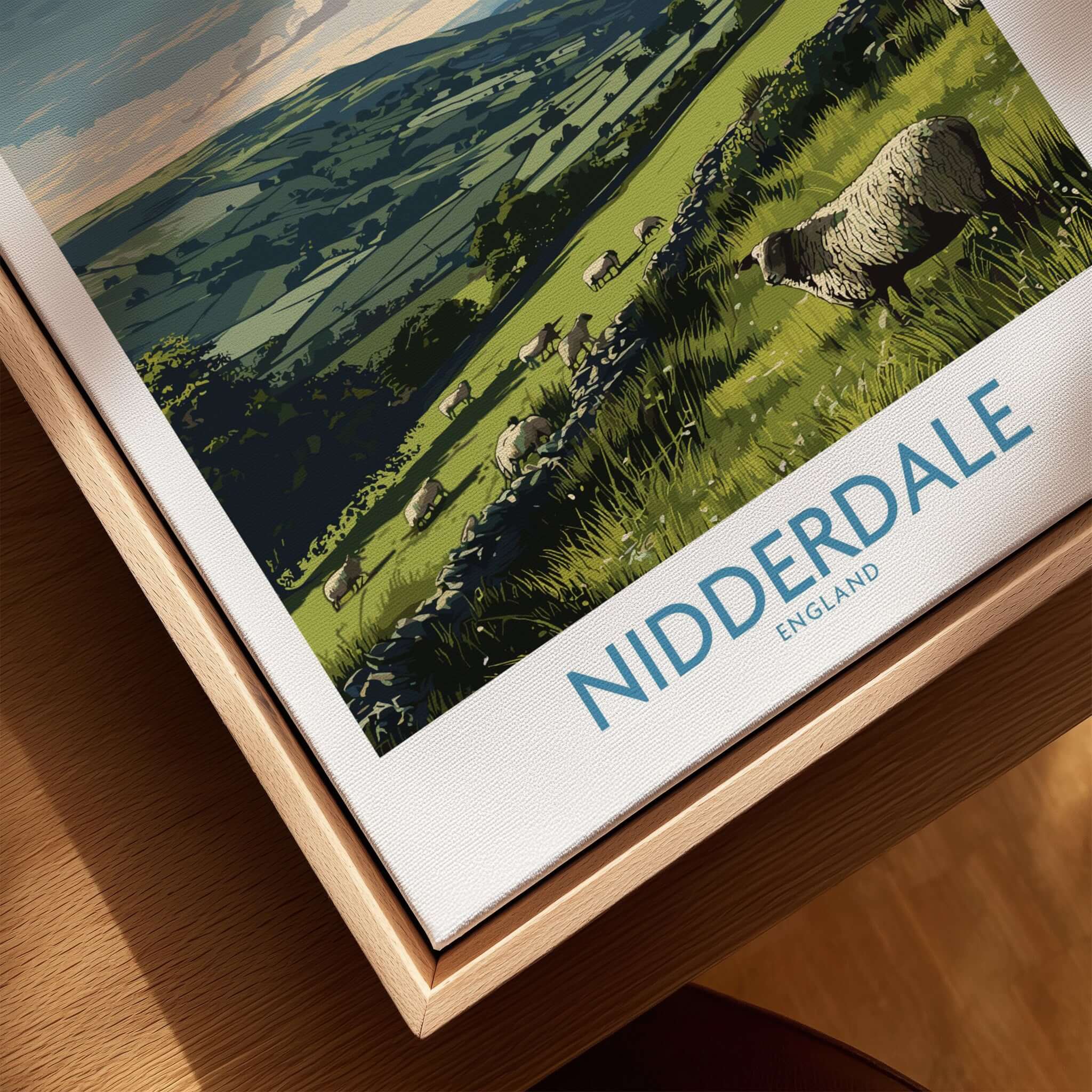 Nidderdale Art Print | Yorkshire Dales Sheep Poster featuring sheep grazing in the scenic Nidderdale landscape.