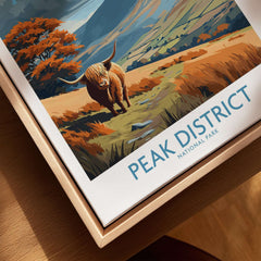 Peak District National Park Highland Cattle Art Print | Rolling Hills Poster featuring Highland cattle and rolling hills.