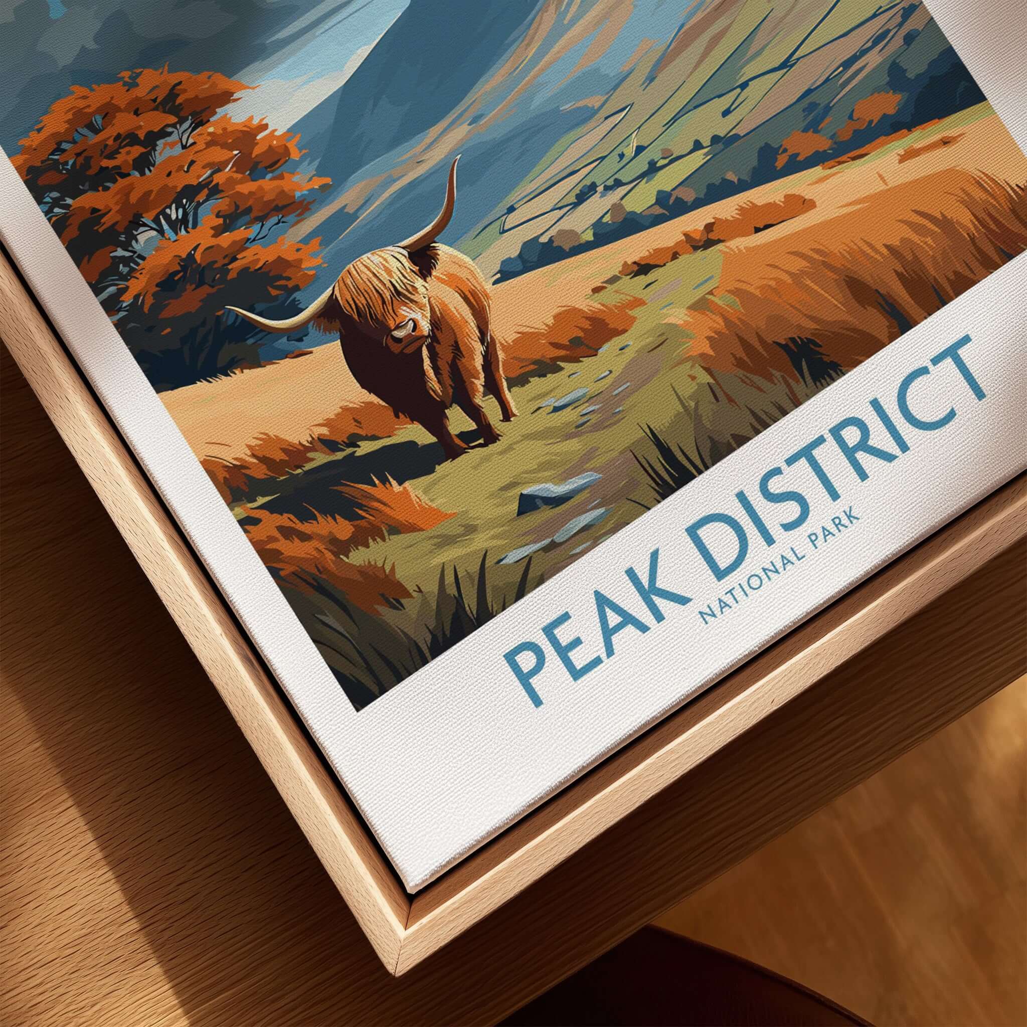 Peak District National Park Highland Cattle Art Print | Rolling Hills Poster featuring Highland cattle and rolling hills.