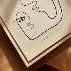 Picasso Interacting Abstract Faces Line Art Modern Gallery Minimalist Print Poster detail with continuous line art design