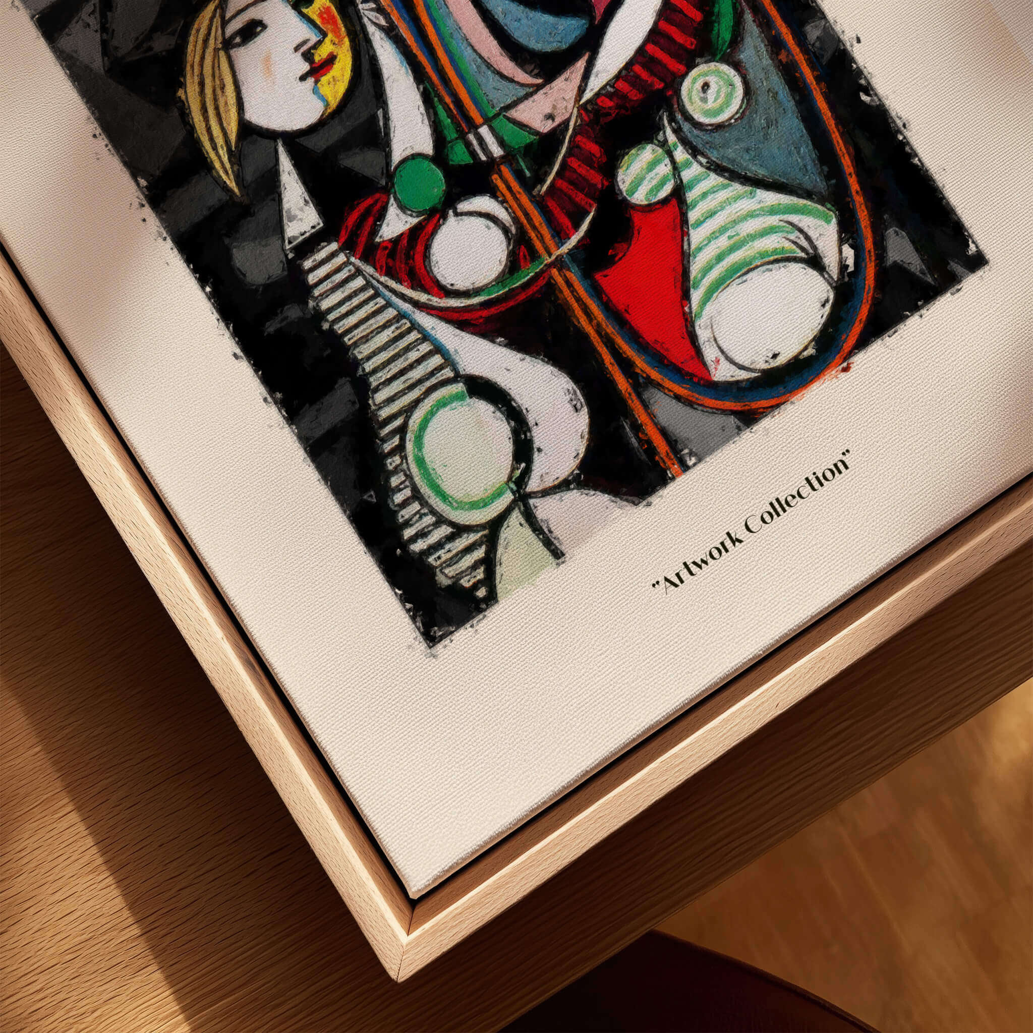 Picasso Girl Before Mirror Inspired Art Print Abstract Reflection Poster Artwork Collection in a wooden frame