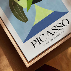 Picasso Woman Hat Olga 1935 Abstract Portrait Art Print Simple Shapes Poster Decor on a wooden surface.