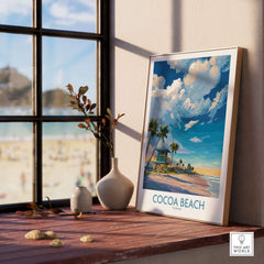 Cocoa Beach Florida Oceanfront Landscape Print - Florida Coast Decor displayed in a beautiful interior setting.