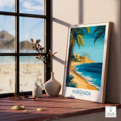 Hurghada Egypt Wall Art - Egyptian Paradise Decor featuring vibrant coastal scene and serene landscape on display.