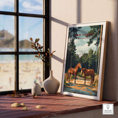 New Forest Print National Park artwork featuring majestic horses in a beautiful natural setting.