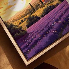 Aix-en-Provence Print canvas print close-up showing the natural wood float frame edge and canvas texture