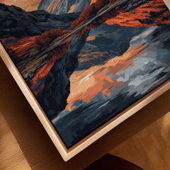 Glencoe Wall Art canvas print close-up showing the natural wood float frame edge and canvas texture