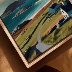 Isle of Harris Scotland Beach Print - Scenic Coastal Wall Art canvas print close-up showing the natural wood float frame edge and canvas texture